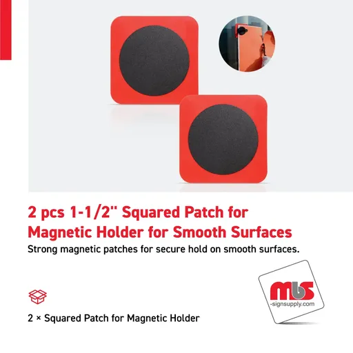 [WM-0104] 2 pcs 1-1/2'' Squared Patch for Magnetic Holder for Smooth Surfaces