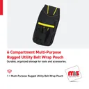 6 Compartment Multi-Purpose Rugged Utility Belt Wrap Pouch