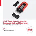 1-1/2'' Razor Blade Scraper with Changeable Blade and Blade Cover