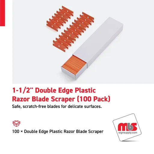 [SP-0201] 1-1/2'' Double Edge Plastic Razor Blade Scraper (100 Pack)