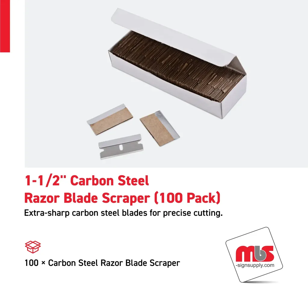 1-1/2" Carbon Steel Razor Blade Scraper (100 Pack)