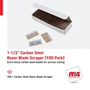 1-1/2'' Carbon Steel Razor Blade Scraper (100 Pack)