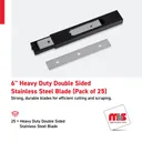 6'' Heavy Duty Double Sided Stainless Steel Blade (Pack of 25)