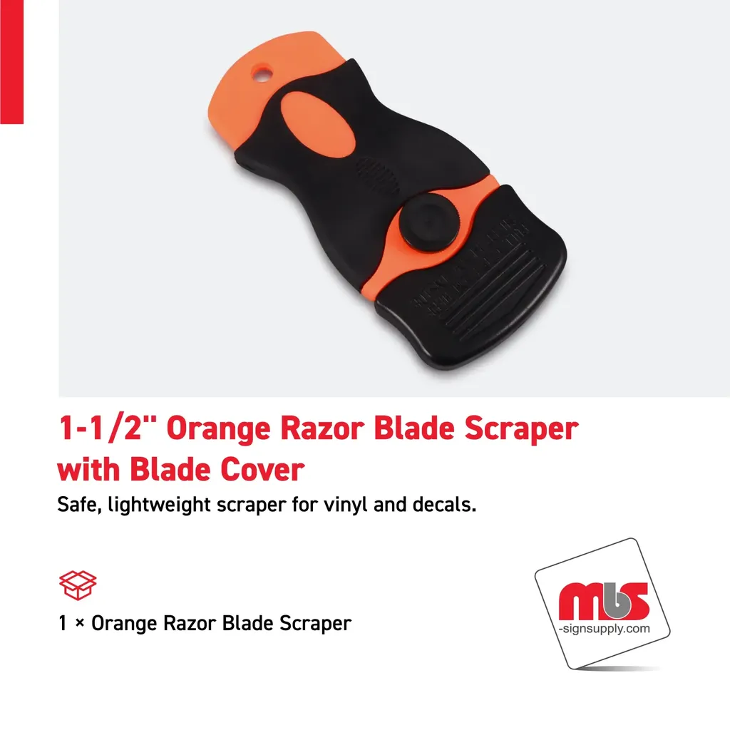 1-1/2'' Orange Razor Blade Scraper with Blade Cover