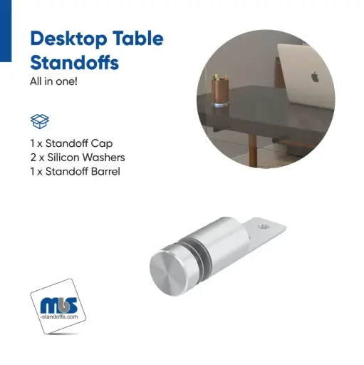 [100.010SS] 5/8'' Diameter Desktop Bottom Table Standoffs - Flat Head (Stainless Steel 201 Satin Brushed Finish) [Required Material Hole Size: 1/4'']
