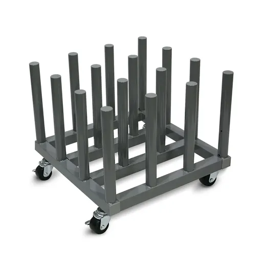 [EZM16-2] Rolling Floor Rack for Vinyl Roll Storage - Heavy Duty - 16 Spindles - 2'' Core