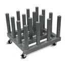 Rolling Floor Rack for Vinyl Roll Storage - Super Heavy Duty - 16 Spindles - 3'' Core