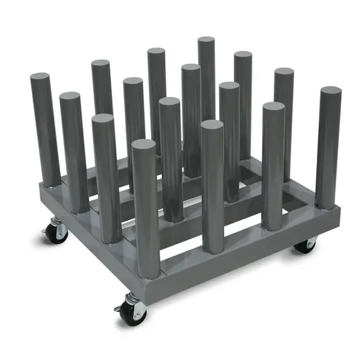 [EZM16-3] Rolling Floor Rack for Vinyl Roll Storage - Super Heavy Duty - 16 Spindles - 3'' Core