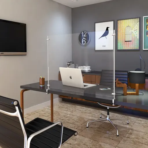 [DCAD075-24A] Set of 2, 3/8'' Diameter Vertical Rod Mount, Aluminum Clear Anodized Finish, 24'' Long w/ Adjustable Clamp to Accomodate 3/4'' to 1-1/2'' Counters. Hold up to 5/16'' material thickness