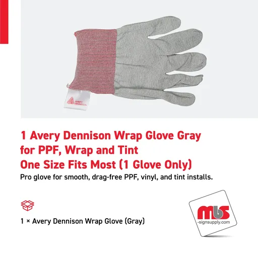 [WG-0107] 1 Avery Dennison Wrap Glove Gray for PPF, Wrap and Tint - One Size Fits Most (1 Glove Only)