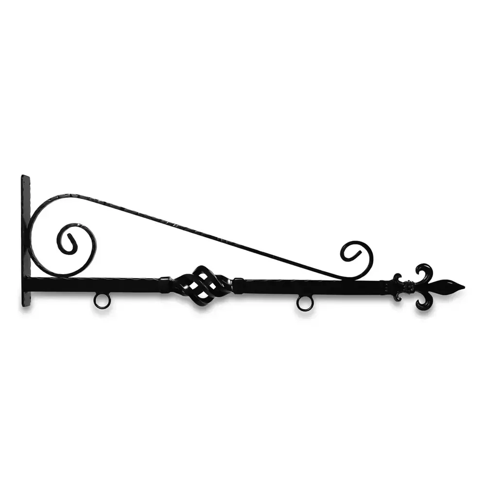 36'' Black Horizontal Architectural Bi Spiral Bourbon Street Style Aluminum Sign Bracket