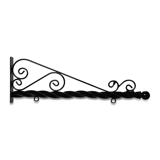 [SBSD-48SBB] 48" Black Horizontal Super Deluxe Quin Spiral Steel Bracket with Ball Finial