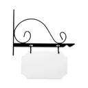 12'' Wide Value Scroll Bracket in  Black Powder Coated Steel with 6'' Tall X 10'' Wide X .063'' Thick White Aluminum Sign Blank and 2 Black Powder Coated S-Hooks