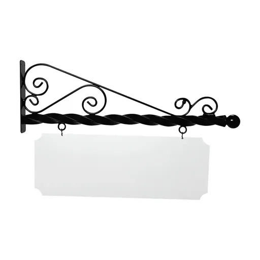 [SBSD48-ABB-KIT44-16-SH] 48'' Wide Super Deluxe Bracket in  Black Powder Coated Aluminum with 16'' Tall X 44'' Wide X .080'' Thick White Aluminum Sign Blank and 2 Black Powder Coated S-Hooks
