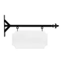 24" Wide Straight Shaft Bracket in  Black Powder Coated Steel with 10" Tall X 20" Wide X .063" Thick White Aluminum Sign Blank and 2 Black Powder Coated S-Hooks (Fleur De Lis Finial)