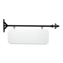 48" Wide Straight Shaft Bracket in  Black Powder Coated Steel with 16" Tall X 44" Wide X .080" Thick White Aluminum Sign Blank and 2 Black Powder Coated S-Hooks