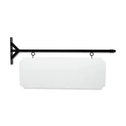 [SBSS-48SBP-KIT44-16-SH] 48'' Wide Straight Shaft Bracket in  Black Powder Coated Steel with 16'' Tall X 44'' Wide X .080'' Thick White Aluminum Sign Blank and 2 Black Powder Coated S-Hooks