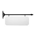 48" Wide Straight Shaft Bracket in  Black Powder Coated Steel with 16" Tall X 44" Wide X .080" Thick White Aluminum Sign Blank and 2 Black Powder Coated S-Hooks