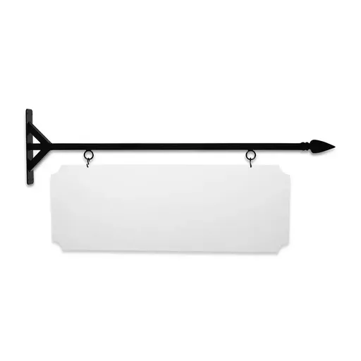 [SBSS-48SBS-KIT44-16-SH] 48'' Wide Straight Shaft Bracket in  Black Powder Coated Steel with 16'' Tall X 44'' Wide X .080'' Thick White Aluminum Sign Blank and 2 Black Powder Coated S-Hooks