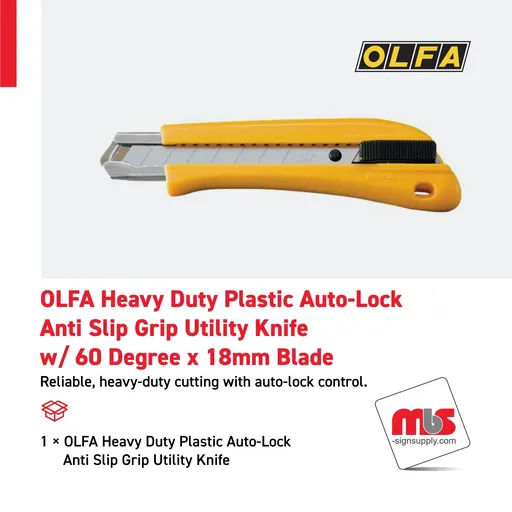 [CT-0116] Olfa Heavy Duty Plastic Auto-Lock Anti Slip Grip Utility Knife w/ 60 Degree x 18mm Blade