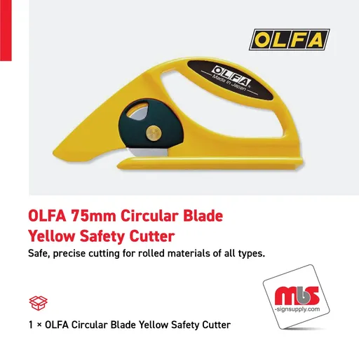 [CT-0303] Olfa 75mm Circular Blade Yellow Safety Cutter