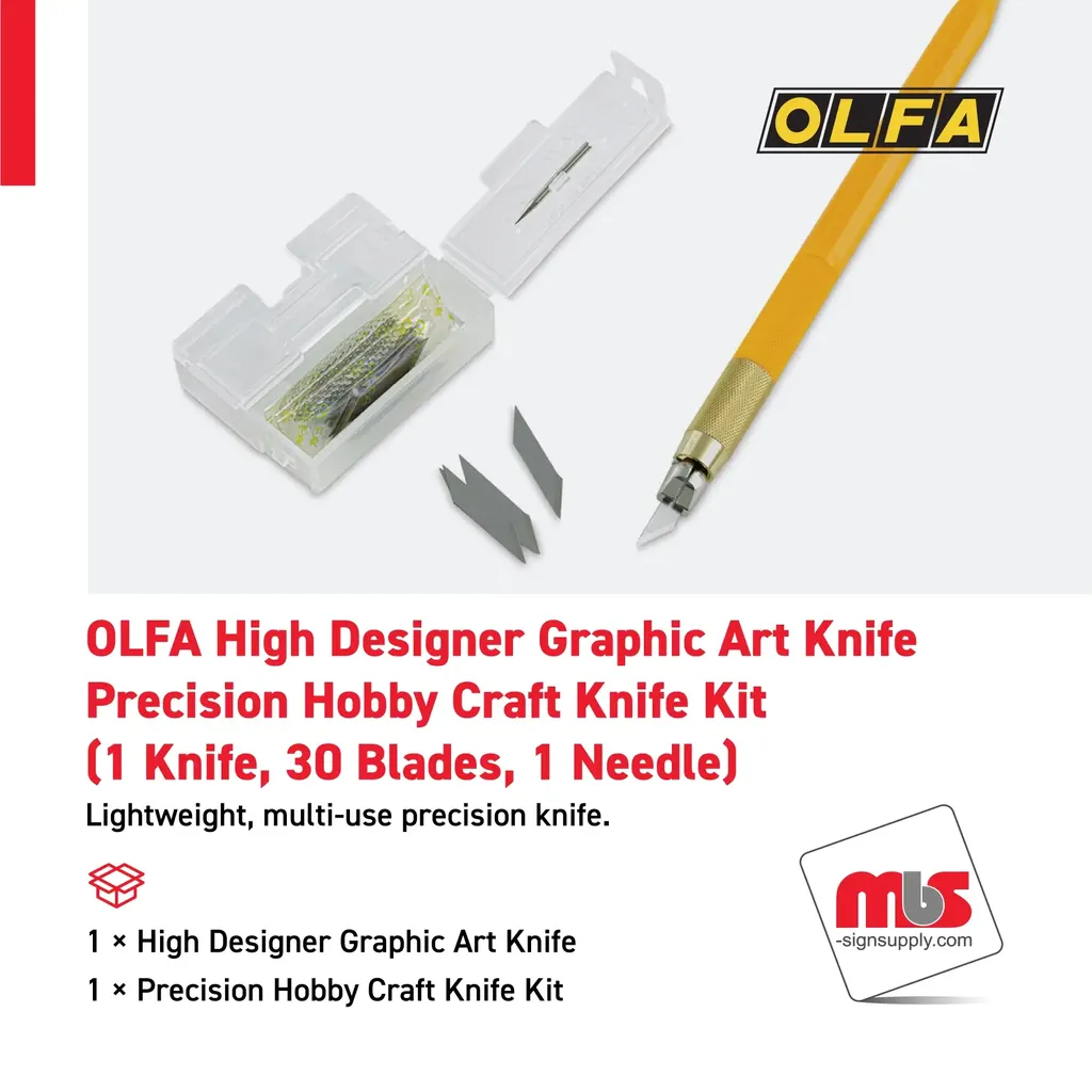 Olfa High Designer Graphic Art Knife - Precision Hobby Craft Knife Kit (1 Knife, 30 Blades, 1 Needle)