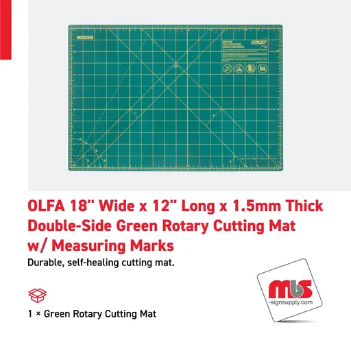 [CT-0902] Olfa 18'' Wide x 12'' Long x 1.5mm Thick Double-Side Green Rotary Cutting Mat w/ Measuring Marks