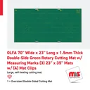 Olfa 70'' Wide x 35'' Long x 1.5mm Thick Double-Side Green Rotary Cutting Mat w/ Measuring Marks (3) 23'' x 35'' Mats w/ (4) Mat Clips