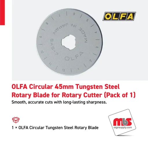 [CT-0515] Olfa Circular 45mm Tungsten Steel Rotary Blade for Rotary Cutter (Pack of 1)