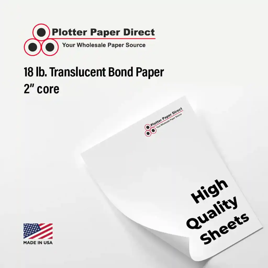 18" W x 24" H - 18lb Translucent Bond Paper Sheets (100 Sheets)