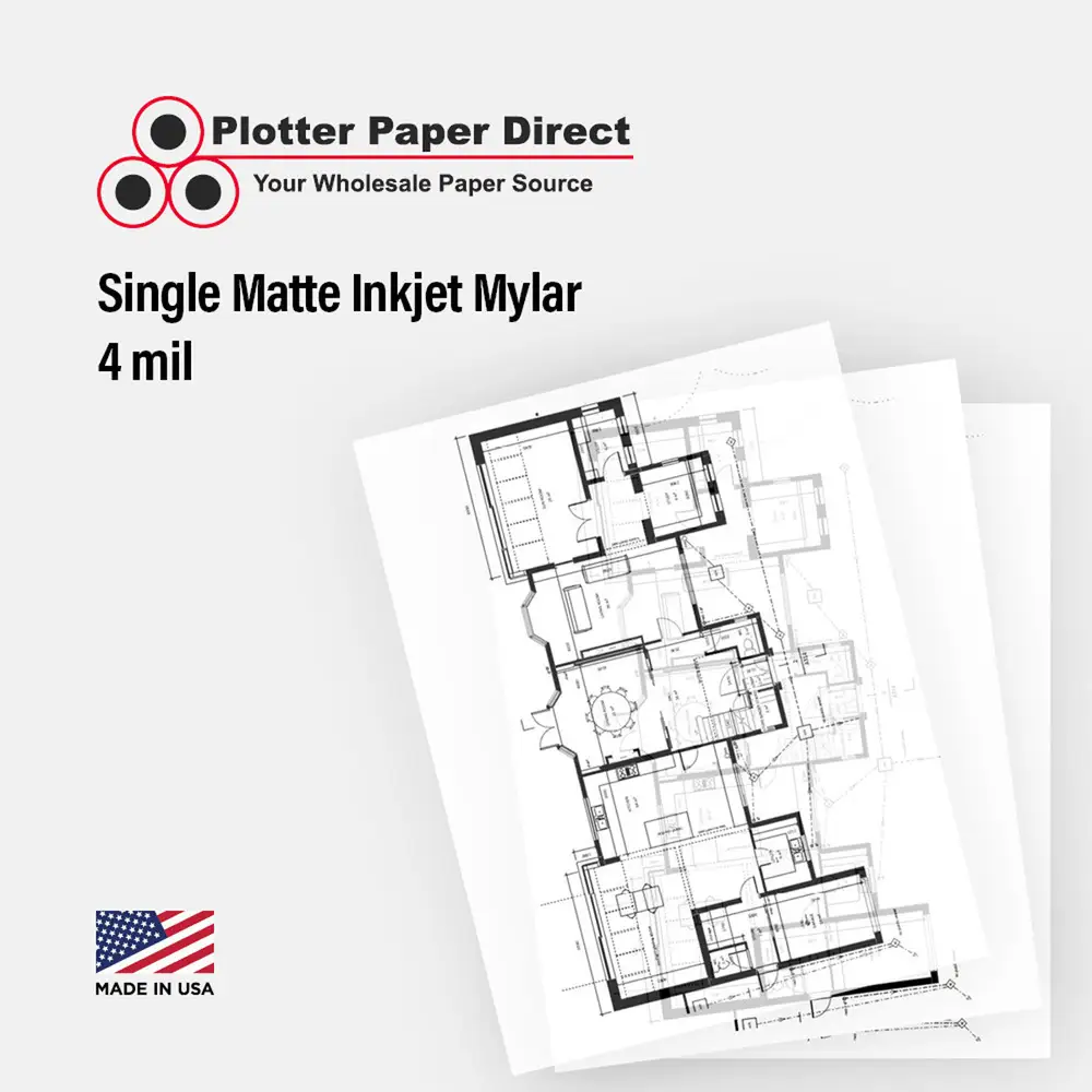 18" W x 24" H Cut Sheets - Single Matte Inkjet Mylar (25 Sheets)