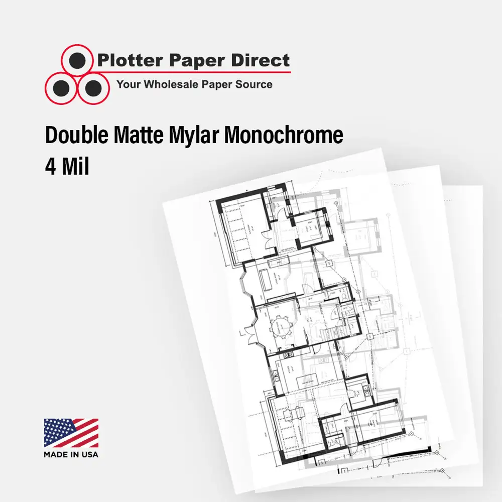 24" W x 36" H Cut Sheets - Double Matte Mylar Monochrome (100 Sheets)