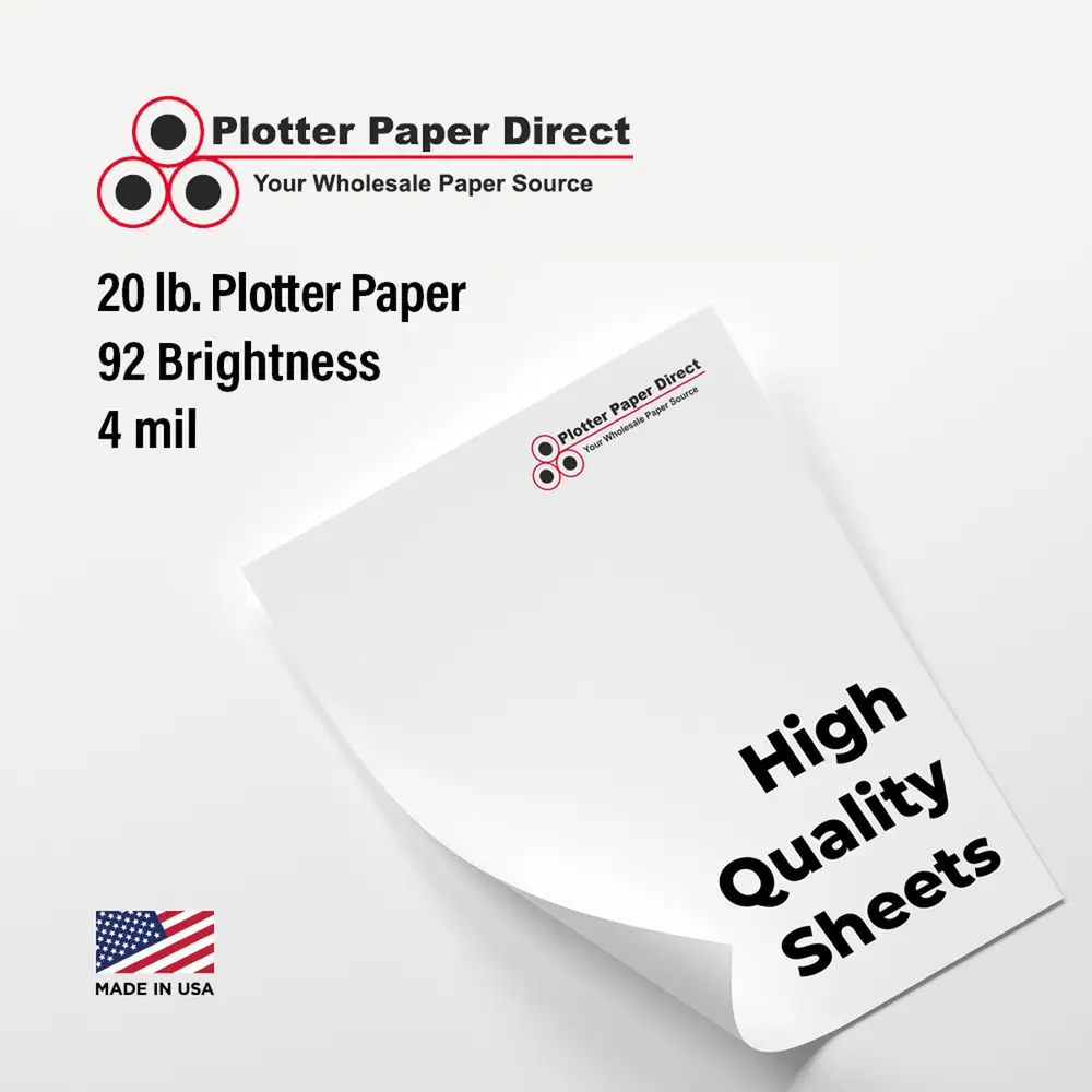 30" W x 42" H  - 20# Plotter Paper  (100 Sheets)