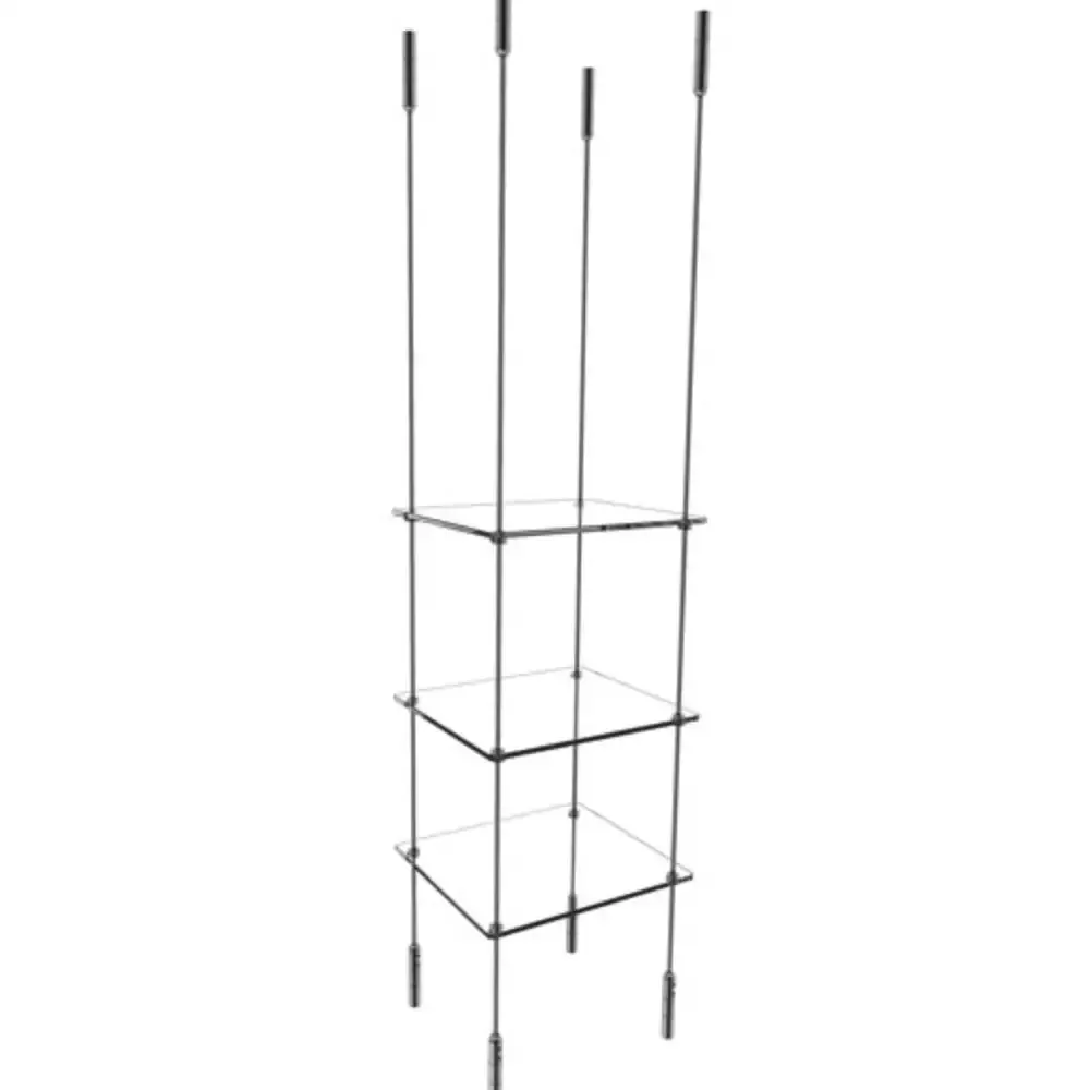 Suspended Aluminum Floating, 3 Shelf, Glass Kit 12 x 12