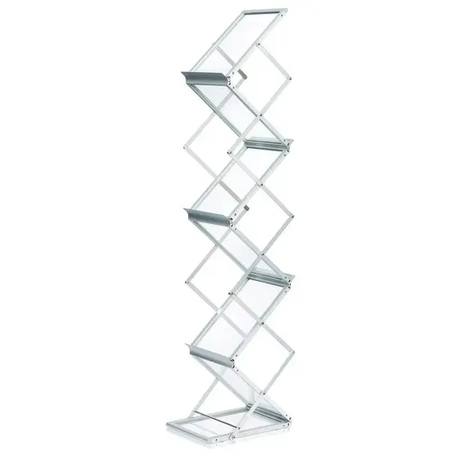 [LSZZB02] Black Steel, Portable Zig-Zag Literature Stand, Double-Sided with 6 Pockets, Accommodates 8.5"x11" media+ Carry bag 