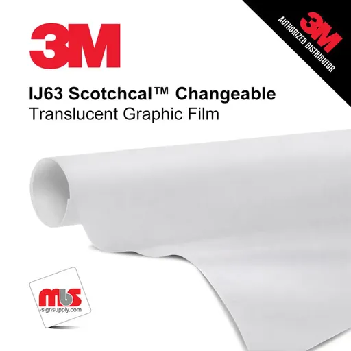 [3MIJ63-020-54100] 54'' x 100 Yards 3M™ IJ63 Scotchcal™ 3.2 Mil Calendered Unpunched 1 year Indoor/Outdoor Matte White Printable Vinyl (Color Code 020)