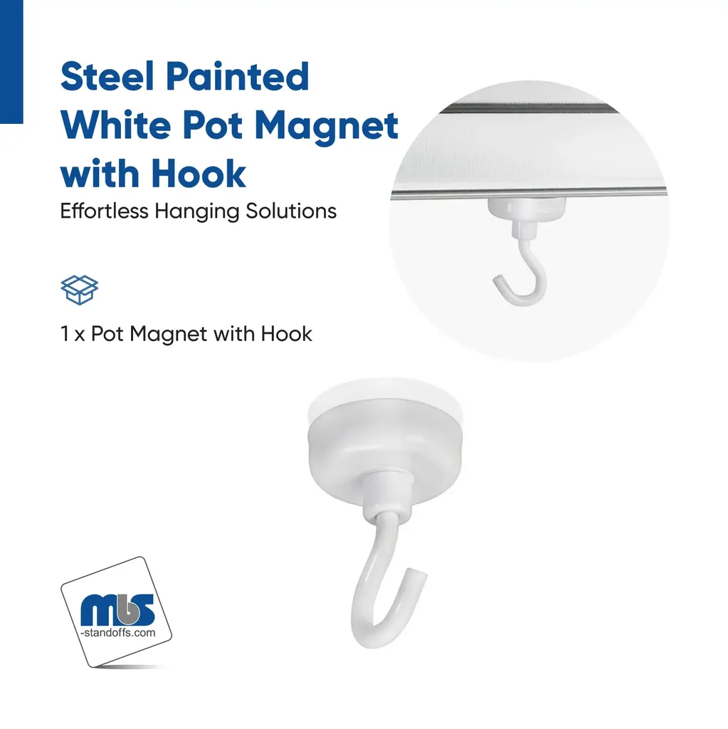 3/4'' Pot Magnet with Hook white painted (Inside use only)
